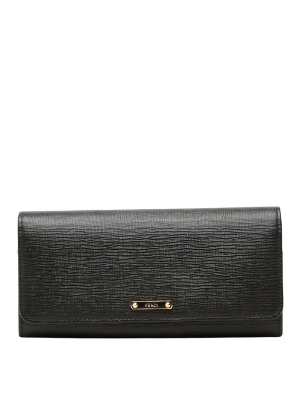 Fendi Logo Wallet Continental Black Leather